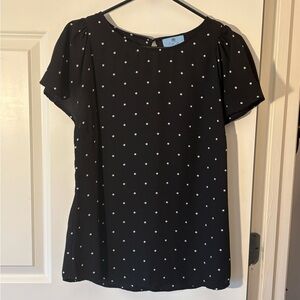 CeCe Black and White Polka Dot Blouse